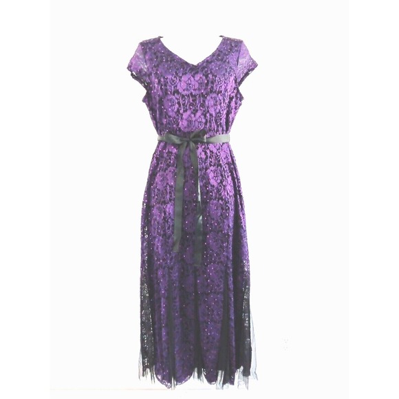 Candalite Maxi Dress Medium Deep Purple Black Stretch Fairy Whimsigoth Vamp NEW - Picture 1 of 9